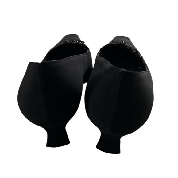 Vintage Stuart Weitzman Kitten Heels Size 6.5 Black Rhinestone Bows Shoes Pumps - Picture 5 of 8